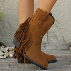 Calista | Women’s Wide Calf Western Cowboy Boots With Fringe 2