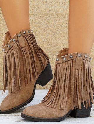 Calista | Women’s Wide Calf Western Cowboy Boots With Fringe 9