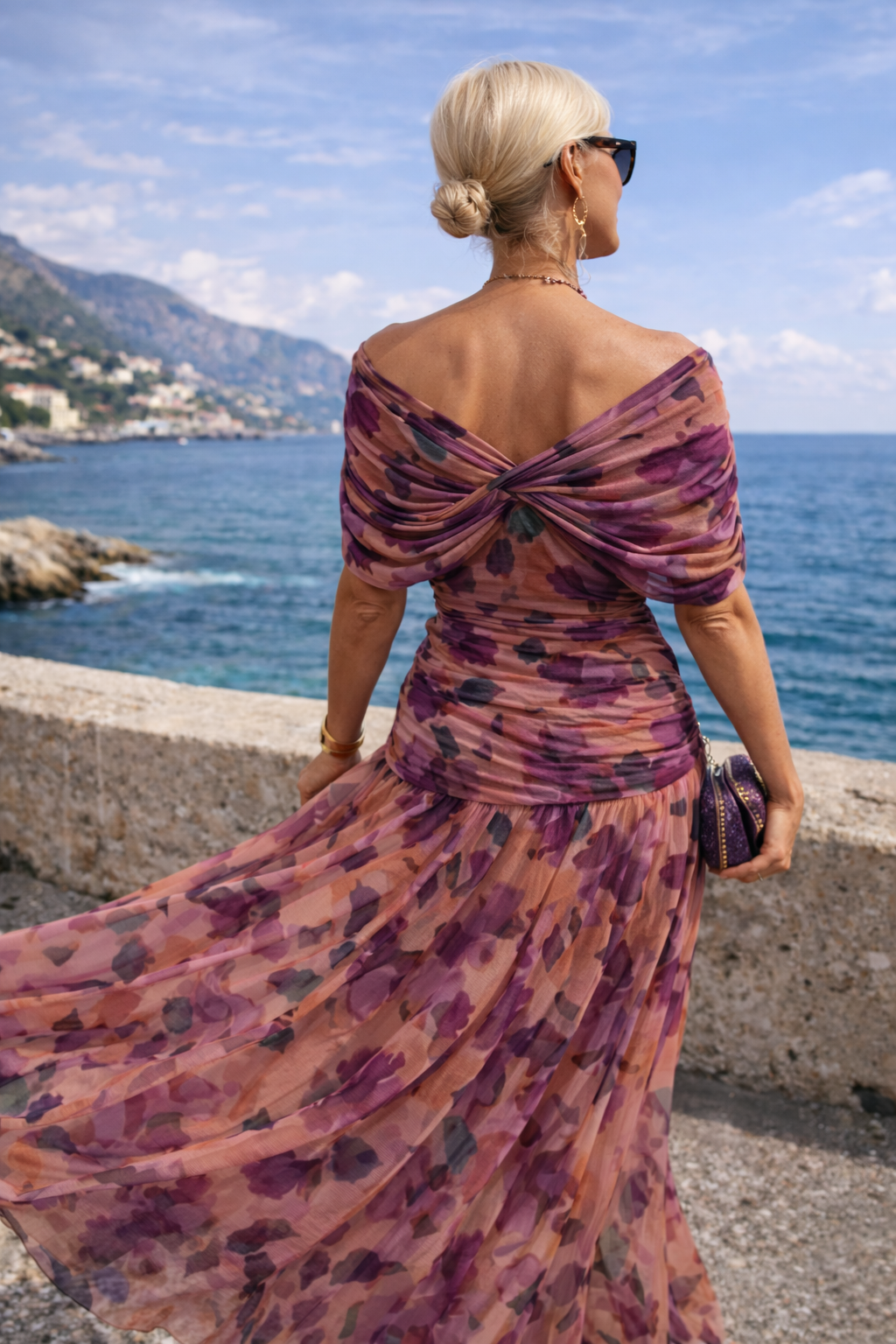 Women's Pleated V-Neck Maxi Dress | Elegant Flowing Occasion Dress