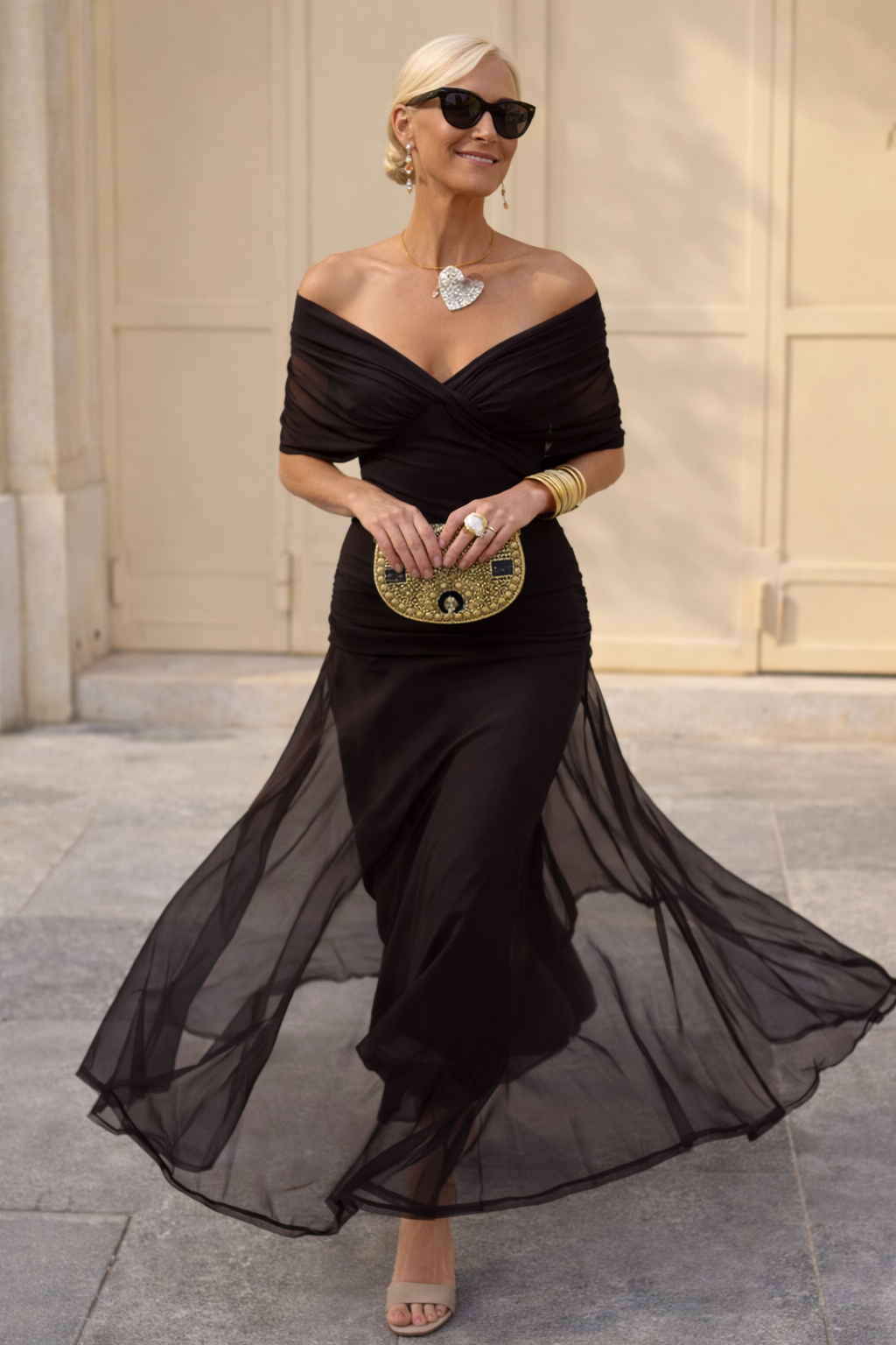 Women's Pleated V-Neck Maxi Dress | Elegant Flowing Occasion Dress