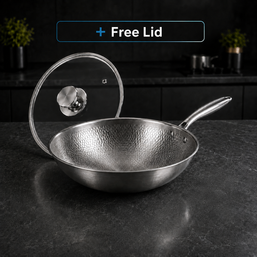 Pure Titanium Hammered Wok Pan