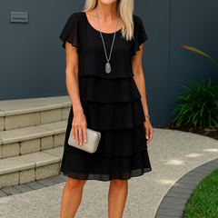 Karen | Womens Short Sleeve Layered Midi Dress 6