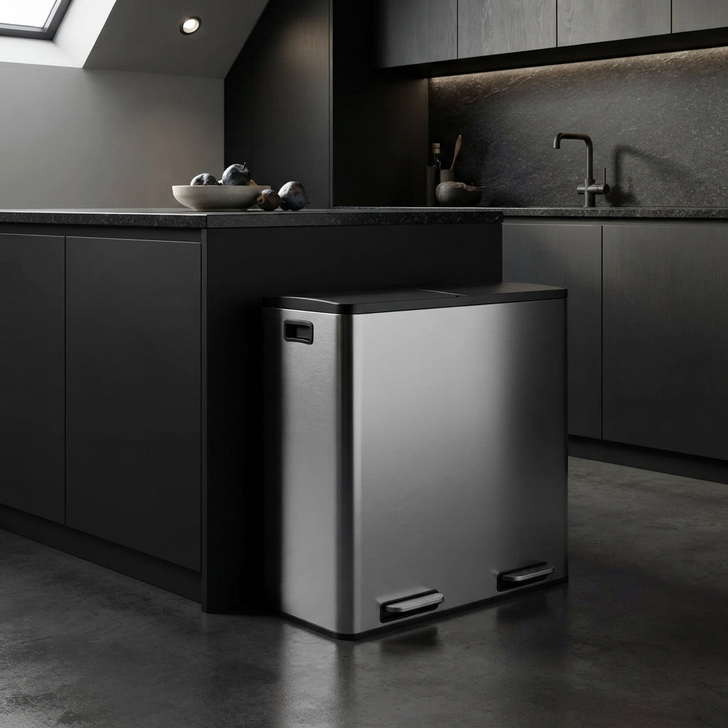 Stainless Steel Dual Compartment Pedal Trash Can – 2 × 30L