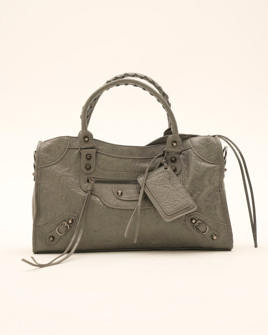 Women's Distressed Faux Leather Shoulder Bag with Zip Pocket