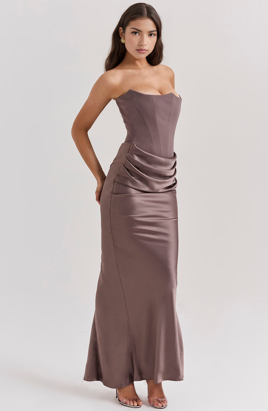 Elegant Strapless Bodycon Maxi Dress | Womens Formal Cocktail Dress for Weddings and Special Events 11