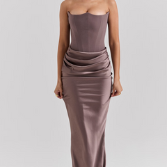 Elegant Strapless Bodycon Maxi Dress | Womens Formal Cocktail Dress for Weddings and Special Events 14