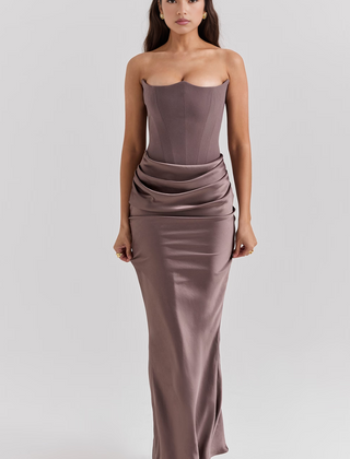 Elegant Strapless Bodycon Maxi Dress | Womens Formal Cocktail Dress for Weddings and Special Events 14