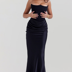 Elegant Strapless Bodycon Maxi Dress | Womens Formal Cocktail Dress for Weddings and Special Events 3