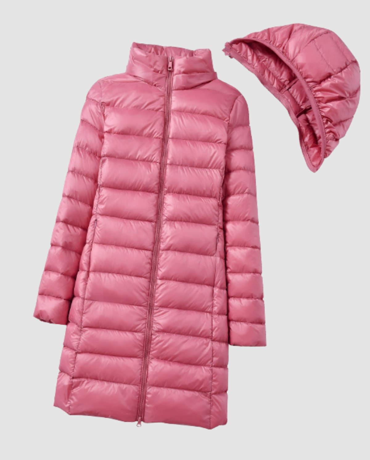 Women's Ultra-Light Puffer Jacket – Removable Hood & Fitted Cut