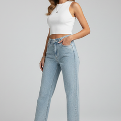 Womens Jeans with High Waist and Shimmer Surface 4