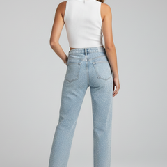 Womens Jeans with High Waist and Shimmer Surface 5