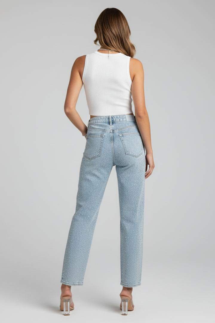 Womens Jeans with High Waist and Shimmer Surface 5