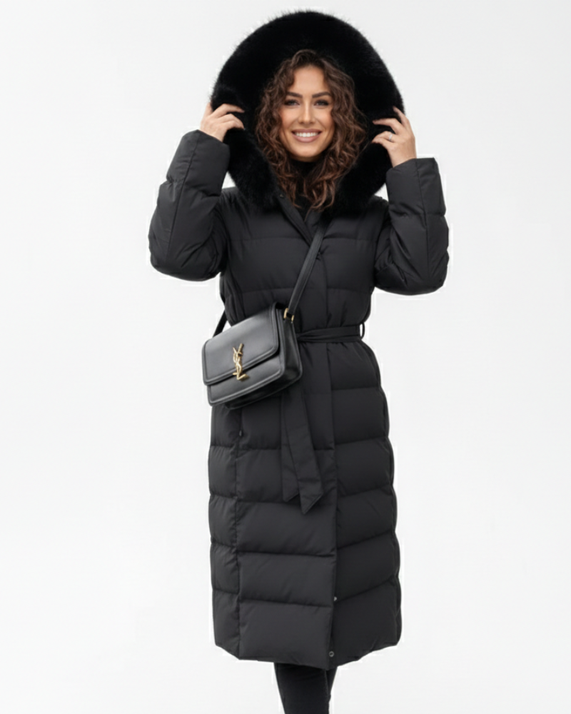 Women's Long Lined Hooded Coat, Water-Repellent, Windproof