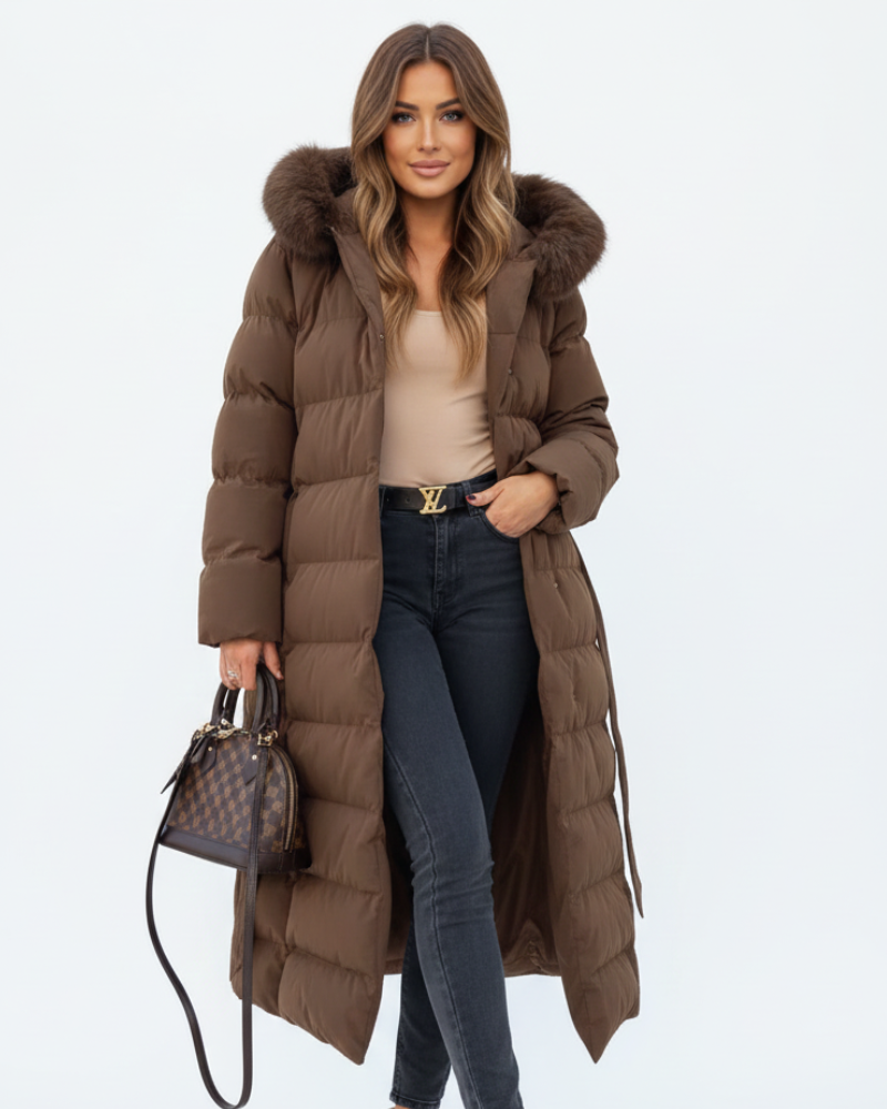 Women's Long Lined Hooded Coat, Water-Repellent, Windproof
