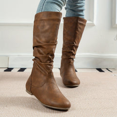Lena | Women’s Brown Knee High Boots With Side Zip Closure 3