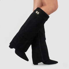 Lila | Women’s Black Leather Over-the-Knee Boots With Buckle 0