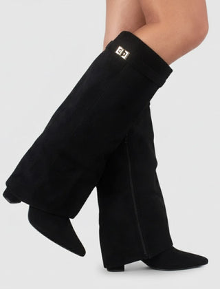 Lila | Women’s Black Leather Over-the-Knee Boots With Buckle 0