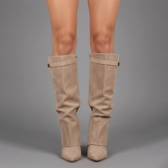 Lila | Women’s Black Leather Over-the-Knee Boots With Buckle 3