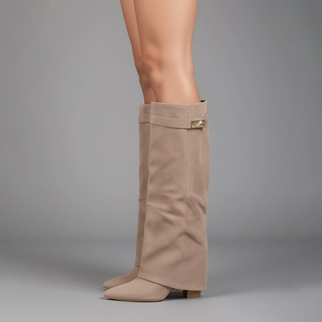 Lila | Women’s Black Leather Over-the-Knee Boots With Buckle 4