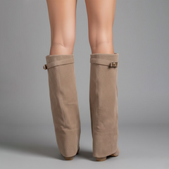 Lila | Women’s Black Leather Over-the-Knee Boots With Buckle 5