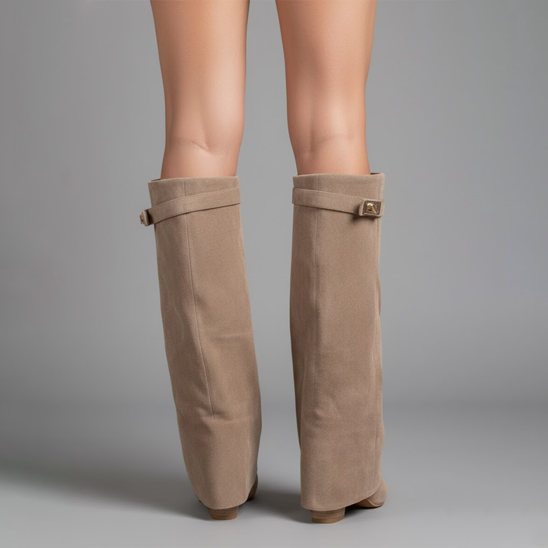Lila | Women’s Black Leather Over-the-Knee Boots With Buckle 5