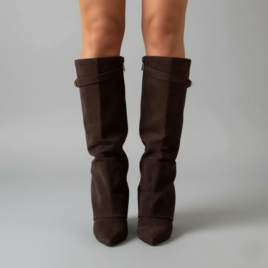 Lila | Women’s Black Leather Over-the-Knee Boots With Buckle 6