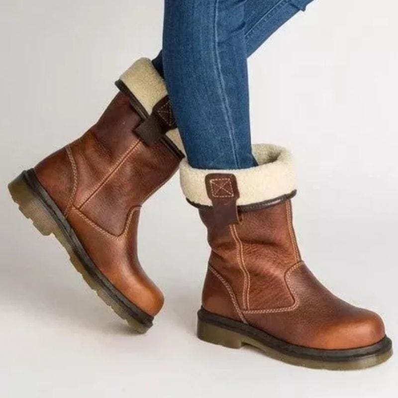 Lila | Women’s Winter Brown Shearling-Lined Mid-Calf Boots 0