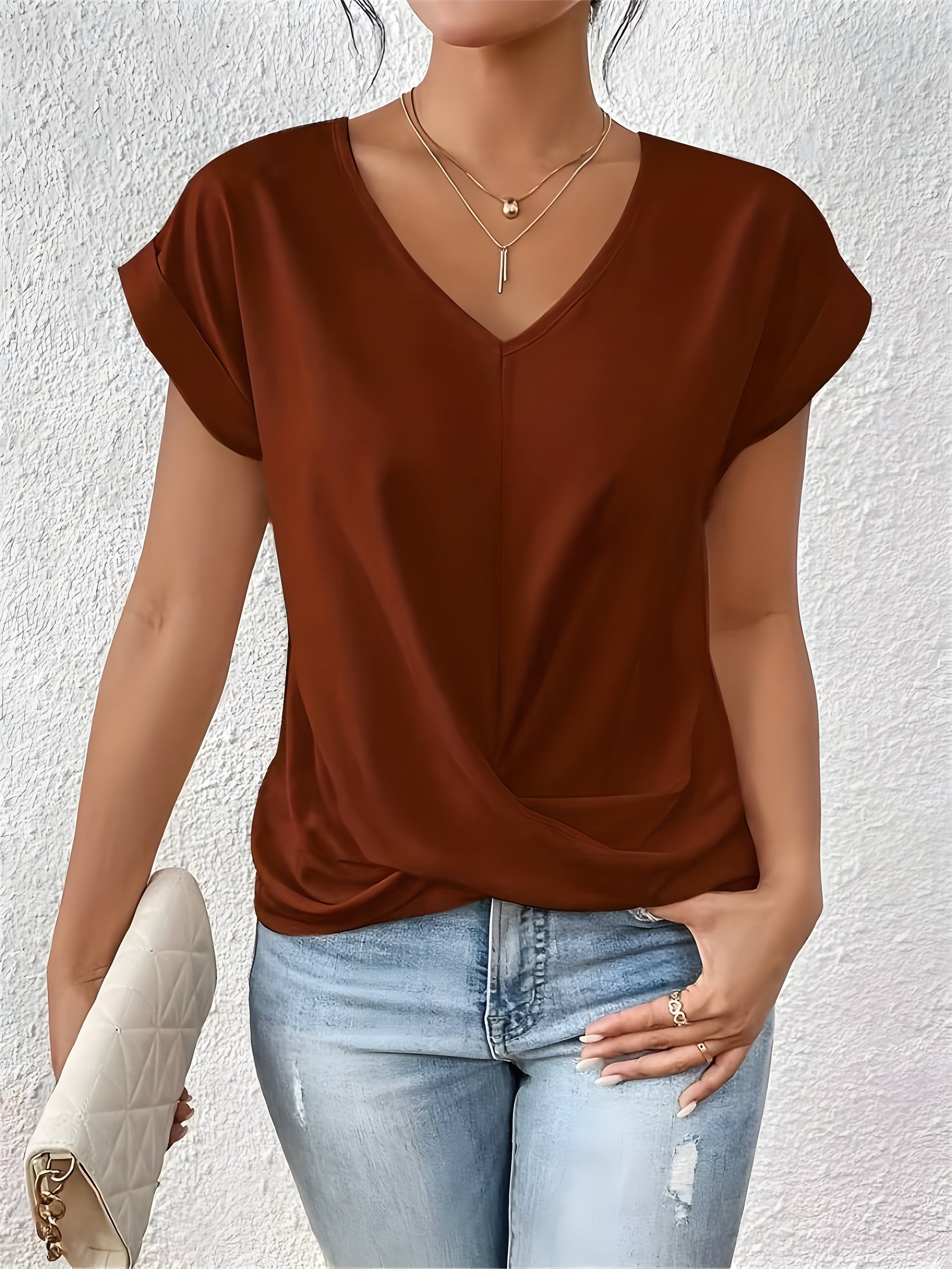 Maia | Twist Front V-Neck Top 17