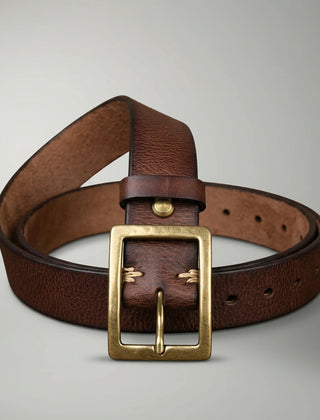 Men's Distressed Leather Belt | Rugged Vintage Casual Accessory 0