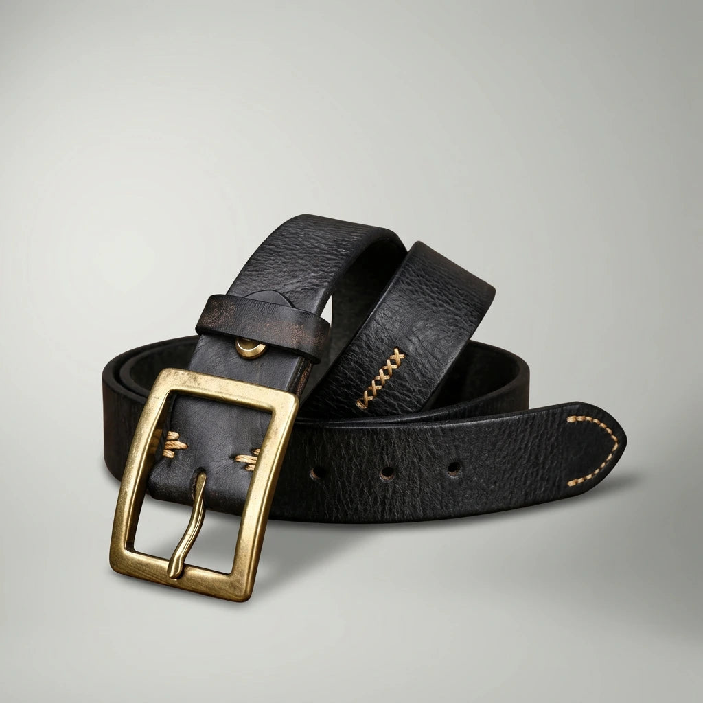 Men's Distressed Leather Belt | Rugged Vintage Casual Accessory 1