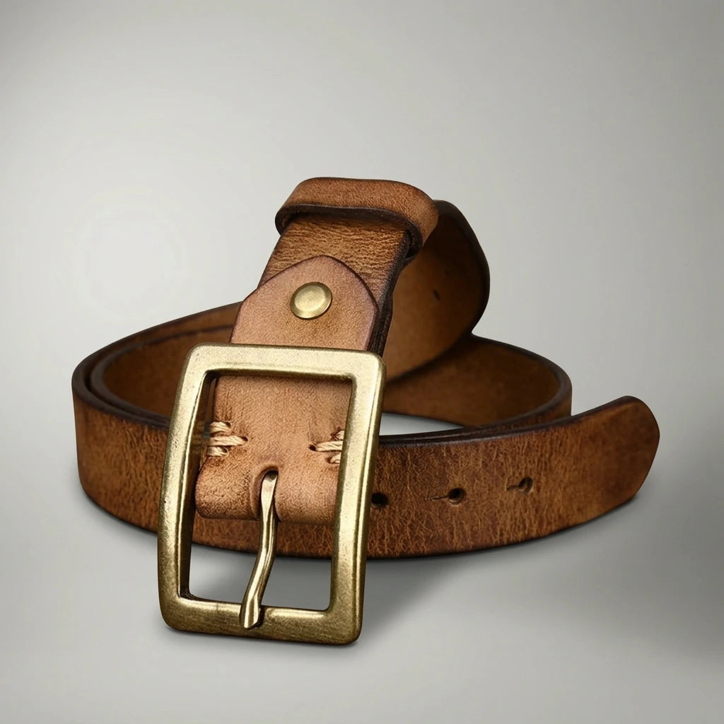 Men's Distressed Leather Belt | Rugged Vintage Casual Accessory 2