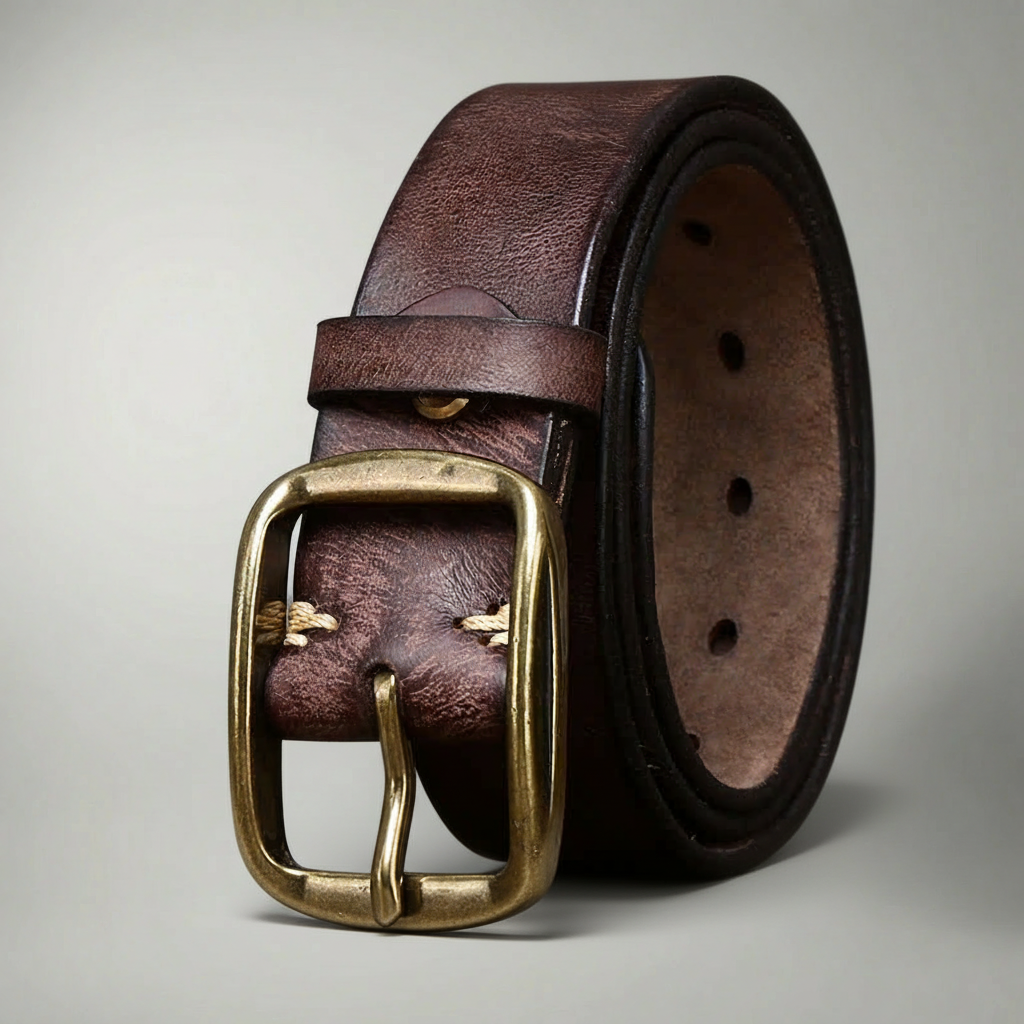 Men's Distressed Leather Belt | Stylish Everyday Accessory for Casual and Formal Wear 0