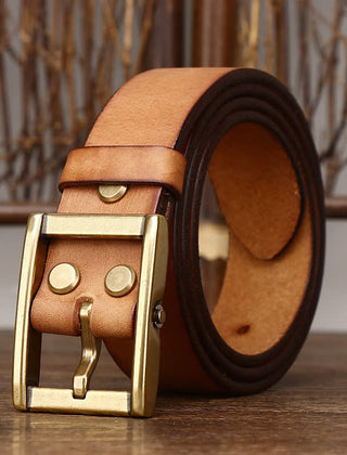 Men's Genuine Leather Belt | Classic Studded Design | Versatile Fashion Accessory 0
