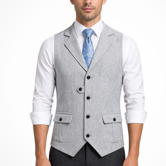 Men's Herringbone Tweed Waistcoat | Elegant Tailored Formal Attire 1