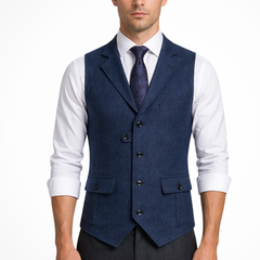 Men's Herringbone Tweed Waistcoat | Elegant Tailored Formal Attire 2