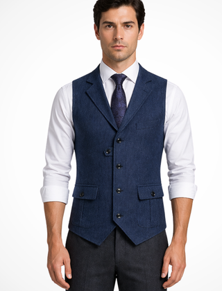 Men's Herringbone Tweed Waistcoat | Elegant Tailored Formal Attire 2