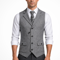 Men's Herringbone Tweed Waistcoat | Elegant Tailored Formal Attire 5