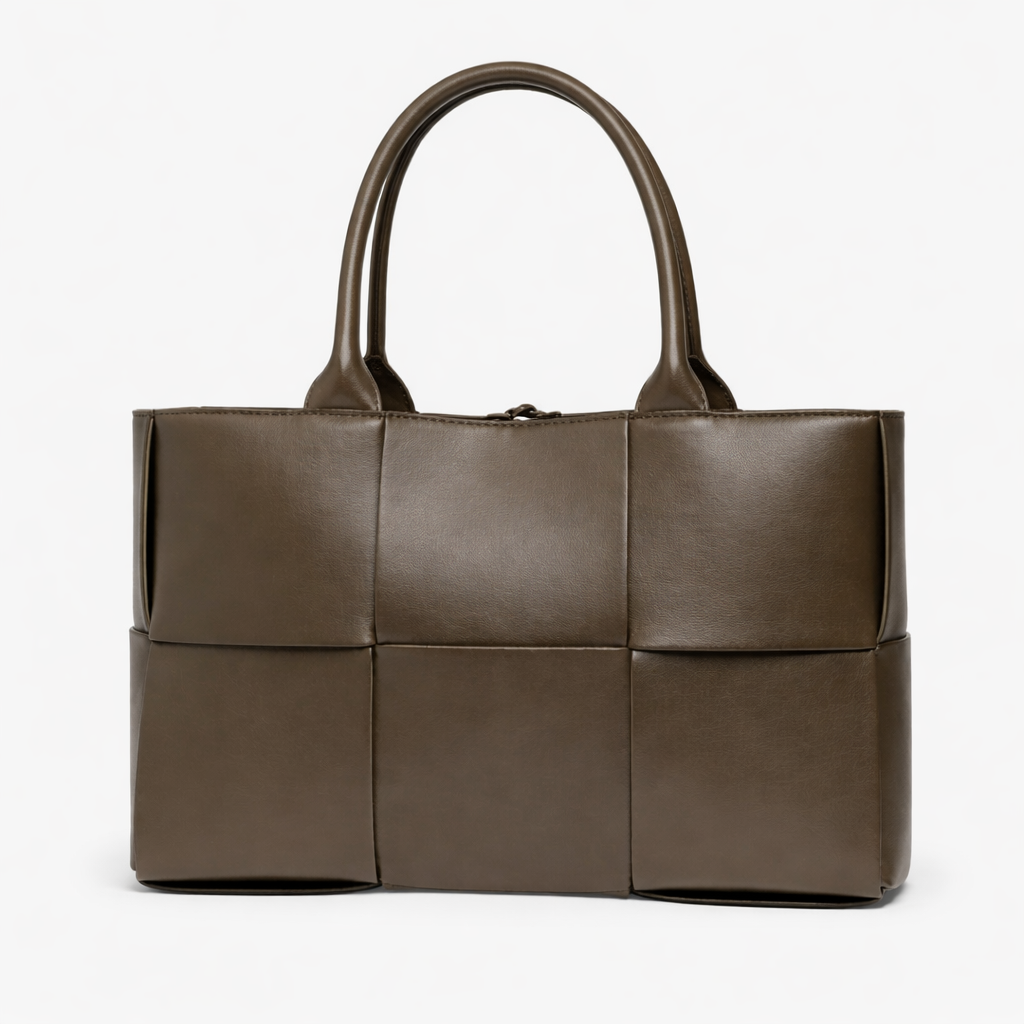 Women's Woven Faux Leather Tote Bag