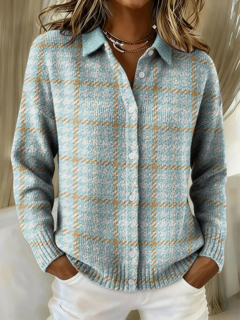Women's Checked Flannel Blouse – Cotton Blend and Buttoned
