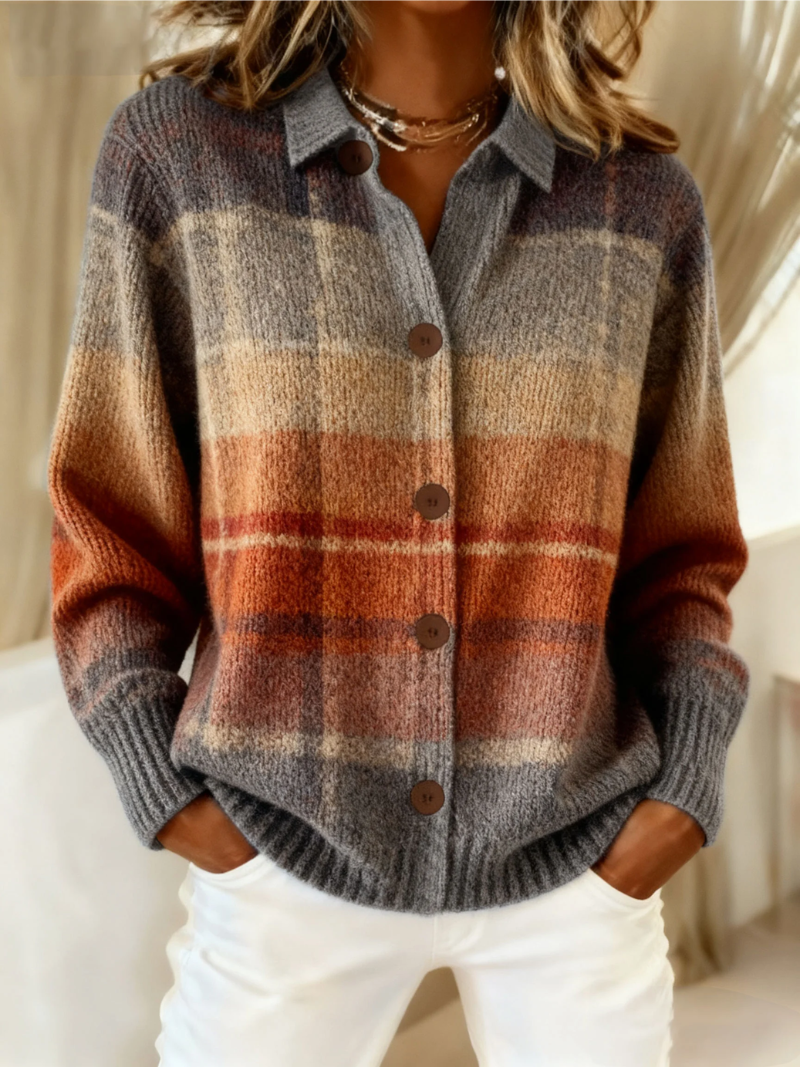 Women's Checked Flannel Blouse – Cotton Blend and Buttoned