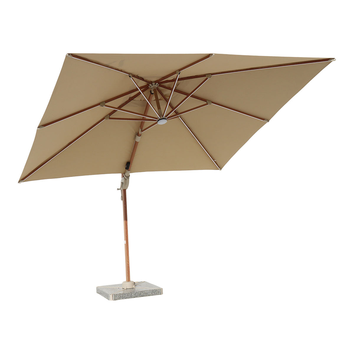 Outdoor Wood-Effect Aluminium Parasol | Elegant 3m Cantilever Shade Solution 2
