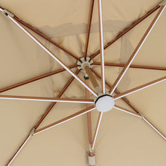 Outdoor Wood-Effect Aluminium Parasol | Elegant 3m Cantilever Shade Solution 3