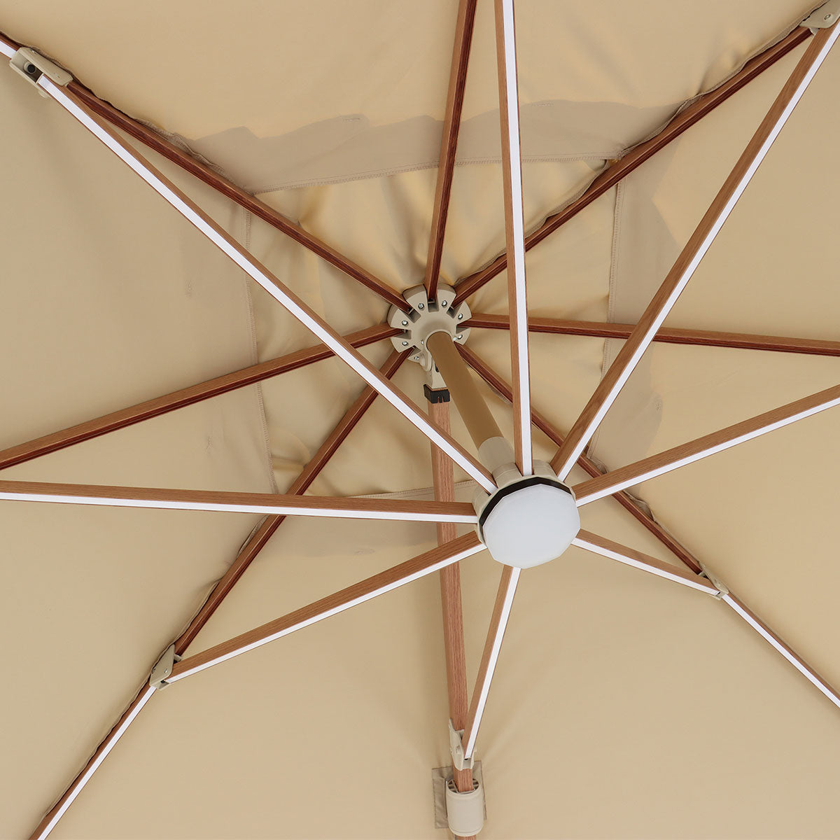 Outdoor Wood-Effect Aluminium Parasol | Elegant 3m Cantilever Shade Solution 3