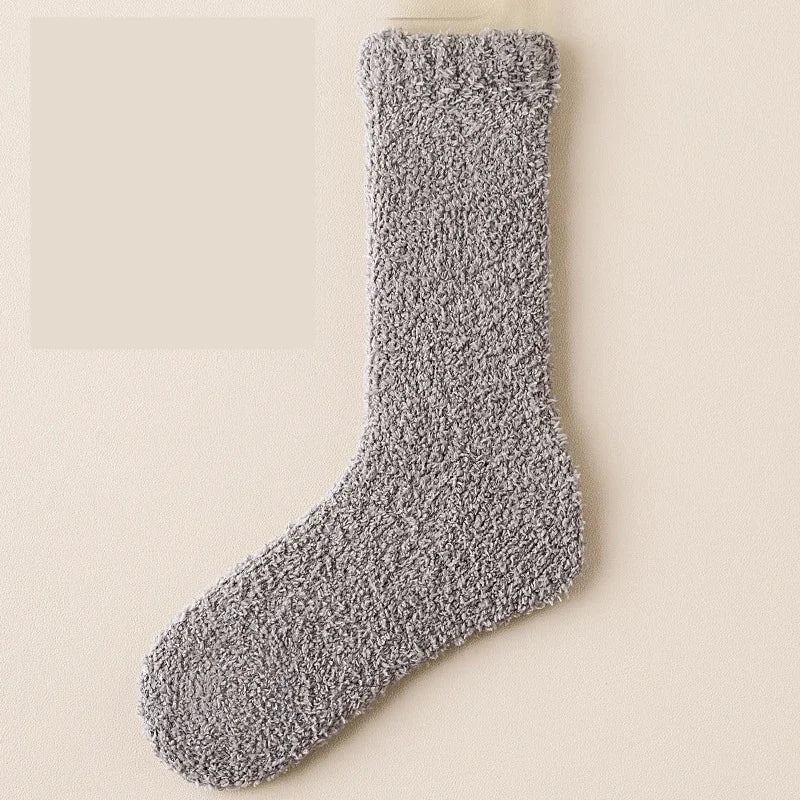Women's Cozy Fuzzy Crew Socks with Soft Plush Texture