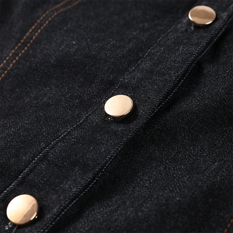 Women's Button Front Denim Shirt and Wide Leg Jeans Set