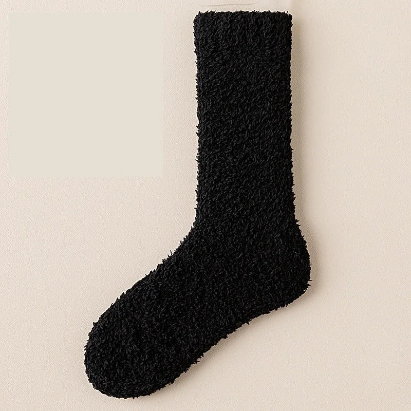 Women's Cozy Fuzzy Crew Socks with Soft Plush Texture