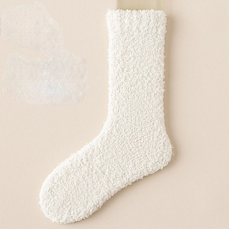 Women's Cozy Fuzzy Crew Socks with Soft Plush Texture