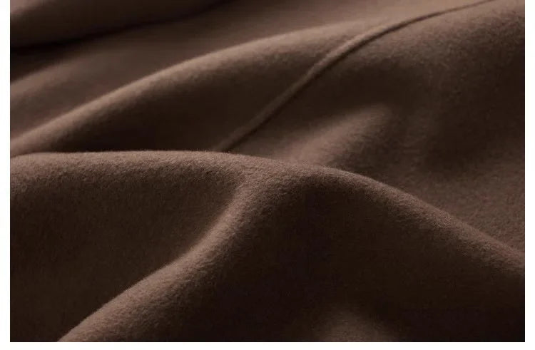 Women's Double Breasted Wool Blend Coat with Notch Lapel