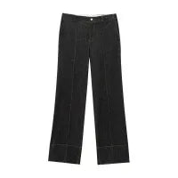 Women's Button Front Denim Shirt and Wide Leg Jeans Set