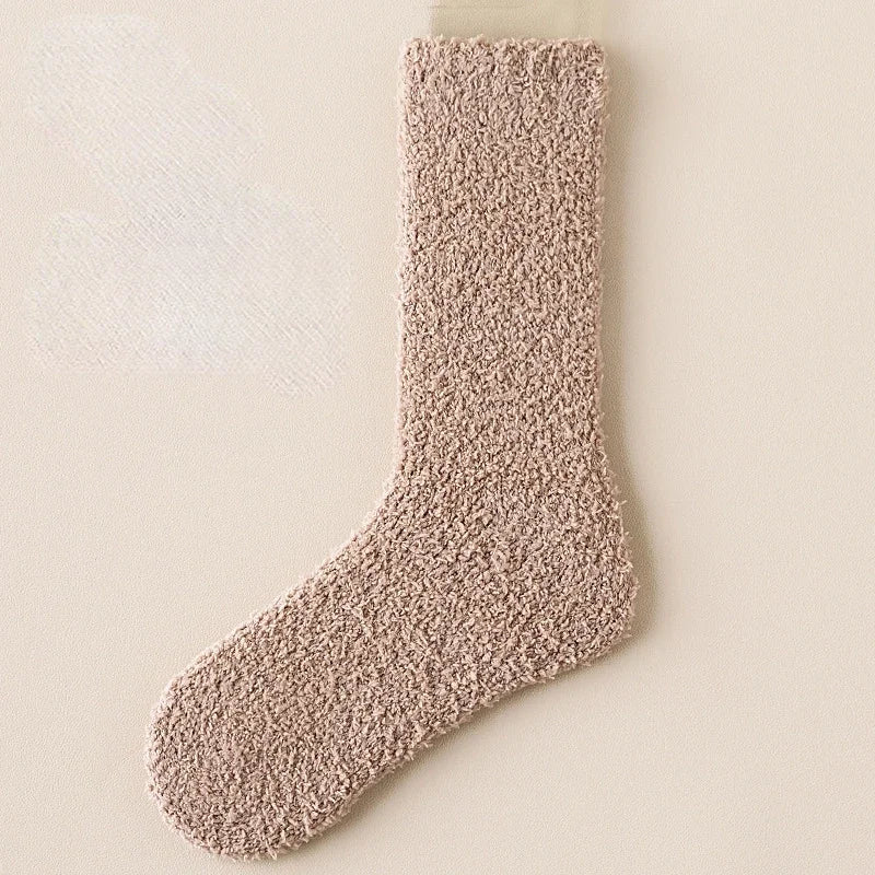 Women's Cozy Fuzzy Crew Socks with Soft Plush Texture